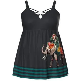 Ulla Popken Badekleid Badekleid Elefant Bügel Softcups recycelt schwarz 54