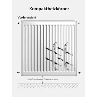 Buderus Kompakt Flachheizkörper 600 x 1000 mm Typ 22 weiß Seitenventil