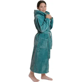 WeWo Fashion Kinderbademantel WEWO FASHION "8514" Gr. 152, blau (ocean), L:100cm, Baumwoll-Mix, Hausmäntel, Kinderbademantel, mit kuscheliger Kapuze