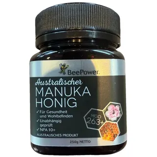 BeePower Honig Manuka-Honig Australischer MGO 263+ Halal Kosher Premium 250g, 1 x 250 g, Australian Manuka Honey Association Member