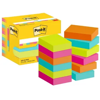 Post-it Post-it® Poptimistic Collection Haftnotizen farbsortiert, 12 Blöcke
