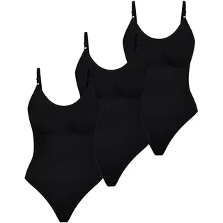 SMILODOX Shapewear Damen Nysa, Bauchweg Bodysuit, Formender Formbody für Frauen, atmungsaktives Materialien mit Verstellbarer Trägern, Stringbody mit schönem Rückenausschnitt, Eleganter V-Ausschnitt - M