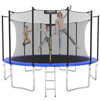 Kinetic Sports Trampolin Outdoor Salto 366 cm inkl. Sicherheitsnetz und Leiter Blau