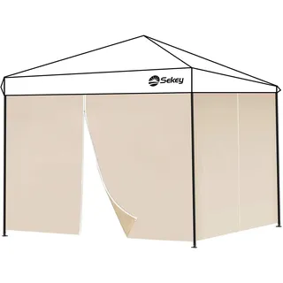 Sekey 2 Seitenteile Seitenwände für Pavillon 3×3m Wasserdicht für Festzelt, Partyzelt 1fenster, Taupe - Sekey