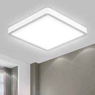 lqwell LQWELL® Deckenleuchte LED Deckenlampe, IP44 Wasserfest Badlampe Quadrat Flach 18W 6000K 1980LM Modern Schlicht Lampe Dünn für Wohnzimmer Badezimmer Schlafzimmer Küche Flur Keller Büro, 220 * 24mm
