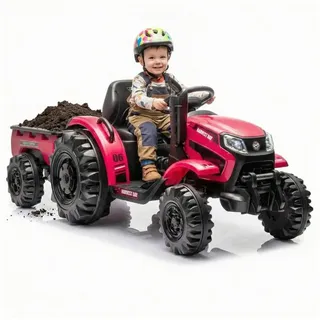 Hecht Kinder Traktor Elektro mit Anhänger Rot (50435)