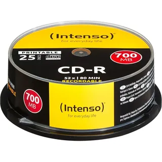 Intenso 1801124 CD-R Rohlinge 700MB 52x 25er Spindel Cakebox kratzfest bedruckbar