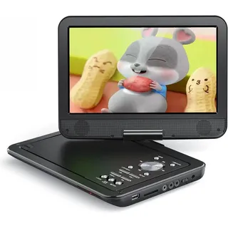 Yoton 12,5" Tragbarer DVD-Player mit 10,5" HD-Drehbildschirm, Autoladegerät, Stromversorgung, Akku, USB/SD-Karten-/TV-Synchronisation [Kein Blu-ray]