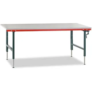 Rocholz Manuell höhenverstellbarer Packtisch SYSTEM 2000 mit Waage bis 60 kg, nicht eichfähig, HxBxT 690-960 x 2.000 x 920 mm