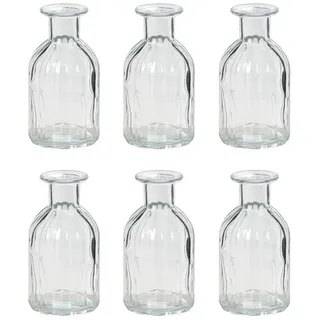 Posiwio Tischvase 6tlg. Glasvase WEDDING klar kleine gerillte Vasen aus Glas im Landhaus