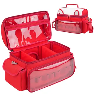 Jaffzora Tragetasche kompatibel mit Toniebox 2 & 1 Starterset, süße Aufbewahrungstasche für Tonies-Figuren, Tonies-Kopfhörer und Zubehör, Rot(nur Tasche)