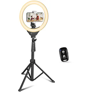 UBeesize Ringlicht 10" Ringlicht Stativ Berühren Selfie Ringlicht für Live Stream/Makeup/Video/Fotografie