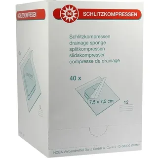 NOBAMED SCHLITZKOMPRESSE AUS MULL 7.5x7.5cm 12fach steril 40x2 st