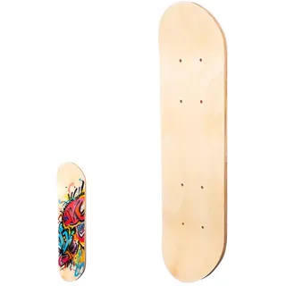 Amosfun DIY Handgemaltes Kinder-Skateboard, 7-Lagiges Ahornholz, Beidseitig Blanko-Deck, 43CM, Ideal FüR Kinder Zum Malen Und Gestalten