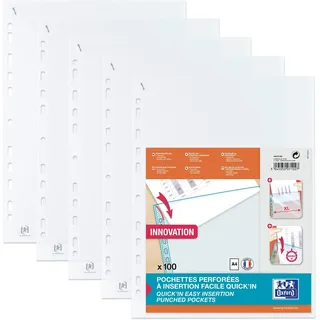 Oxford Prospekthüllen QUICK'IN DIN A4 glasklar glatt 0,07 mm, 100 St.