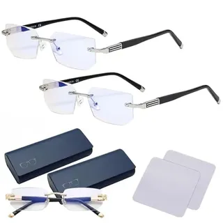 Neslemy Brille, Autofokus Brille Mit Selbsteinstellung, Intelligente Zoom-Brillen Mit Blaulichtschutz Für Damen Und Herren, Für Menschen Mittleren & Höheren Alters, Weiche Silikon-Nasenpads (Silber*2) - /