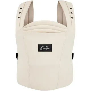 Rookie Babytrage ab Geburt - Ergonomisch, Bequem, Bio-Stoffe - Premium Elite Design - Baby Trage schnell & einfach angelegt - Baby carrier für Neugeborene bis 2 Jahre (Cord Ivory)