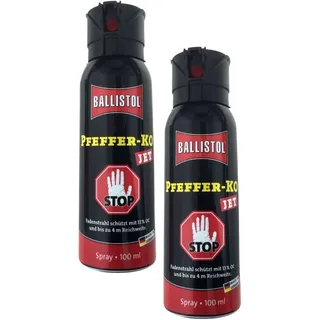 2 Dosen Profi Pfefferspray Ballistol KO-JET 100 ml - Sprühstrahl mit bis zu 5 m Reichweite