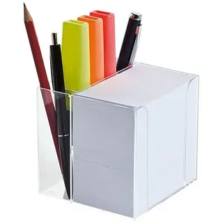 Folia Zettelbox mit Stiftehalter transparent inkl. 700 Notizzettel weiß, 1 St.