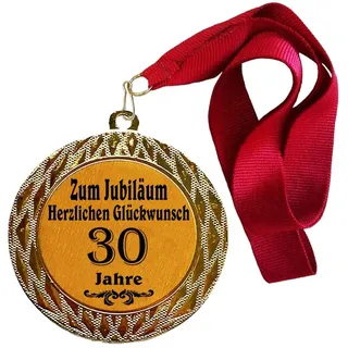 Larius Medaille Orden zum Jubiläum 30 Jahre Auszeichnung Ehrenorden zum Geburtstag Geschenk Jubilar Persönlichen Orden Wunschtext (mit Halsband) - Einheitsgröße