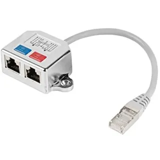 LANBERG AD-0026-S Rj45 Stecker auf Rj45 Buchse 2x Splitter Fast Ethernet T-Adapter grau