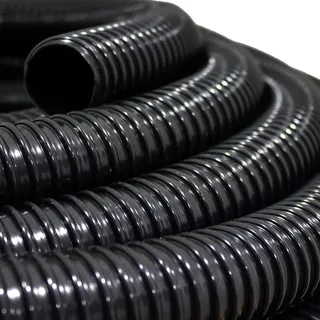 Teichschlauch Spiralschlauch Durch. 50 Mm (2 Zoll) 20 Meter Schwarz Pvc Lichtundurchlässig
