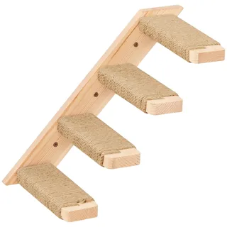 Katzentreppe Wand, Katzentreppe 4 Stufen, Kletterwand für Katzen, Katzen Treppe mit Juteseil, Wandmontage Katzenmöbel DIY Kletterwand Umkehrbare Links und Rechtsausrichtung