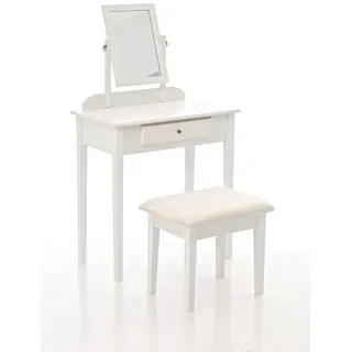 deluke Schminktisch TOULON Holz Weiß 72x41x76cm Schminktisch Spiegel Hocker Kosmetiktisch Frisiertisch Stauraum