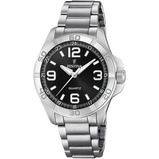 Festina Herren Uhr Analog aus Edelstahl 316L Silber - Quarzwerk - Mineralglas mit hoher Widerstandsfähigkeit - Wasserdicht bis 5 ATM F20434/1 Special Prices