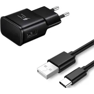 Schnell-Ladegerät für Original Samsung Galaxy A54 5G, A34 5G, A14 5G + 1,2m schwarz Typ-C Datenkabel 2A 15W Netzteil 2000mAh Auf-ladekabel Travel... - Schwarz