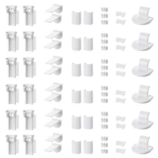 12 kit 72 Stück Plissee Ersatzteile Set, Plissee Klemmträger Zubehör Klemmfix Halterung, Ohne Bohren Verstellbar Ersatzteile Set