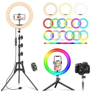 PEYOU 12 Zoll Ringlicht mit Stativ Handy Gesamthöhe 183 cm, 42 RGB-Modi Dimmbare Ring Light mit [Tischstativ], Handy Stativ mit Ringlicht, Selfie Ringlicht Handy für Makeup Tik Tok YouTube Fotografie