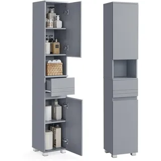 VASAGLE Badezimmerschrank, 30 x 30 x 170 cm, mystisches Grau