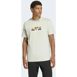 T-Shirt ADIDAS SPORTSWEAR "MEMORIES OF SPORT STAMPS GRAPHIC", Damen, Gr. 3XL, linen grün, Obermaterial: 100% Baumwolle, Shirts T-Shirt