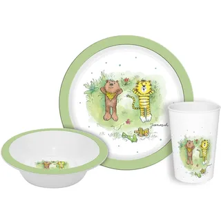 Geda Labels Kindergeschirr Janosch Kids 3teilig in Grün - 21,5x21,5x8,5 | Gr.: onesize