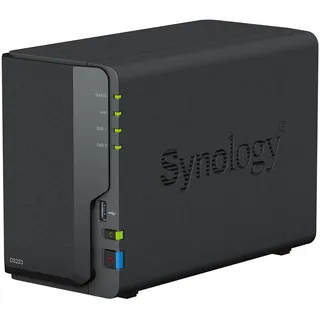 Synology DS223 2-Bay Diskstation NAS (Realtek RTD1619B Quad-Core 2GB Ram 1xRJ-45 1GbE LAN-Port), Schwarz