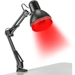 CUMELLIIR Infrarotlampe 150W Rotlichtlampe Wärmelampe Mit Klemme, Medizinische Rotlichtlampe Therapie Für Linderung Von Muskelschmerzen, 360° Rotation & Klappbar