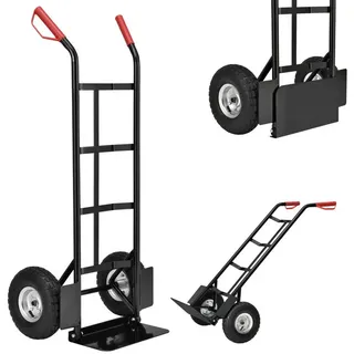 Juskys Sackkarre Basic in schwarz mit roten Griffen Klappbar