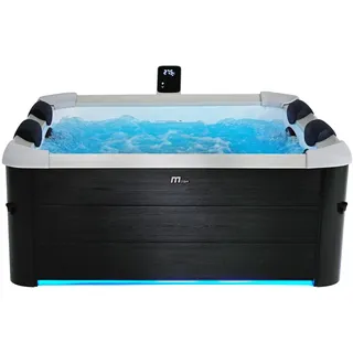 MSPA Halbfester Whirlpool MSPAfür 6 Personen mit LED-Beleuchtung & Zubehör - Anthrazitgrau - 128 Düsen - 160 x 160 x 65 cm - NAPUKA