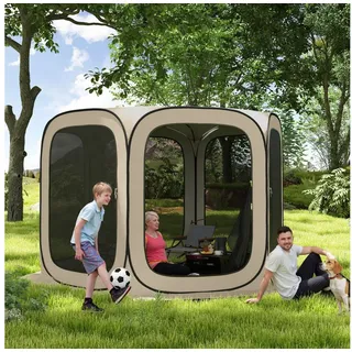 Outsunny Pop-up-Campingzelt Familienzelt Khaki