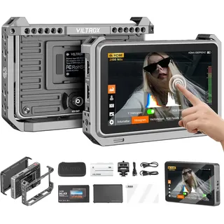 VILTROX DC-X3 Cage 6" SDI Kamera Feld Monitor 2000nits Super Hell Tageslicht sichtbar Externer Monitors für 4k HDMI DSLR Touchscreen Monitore für Sony Canon Nikon Mit Sunshield 2200 MAh Batterie
