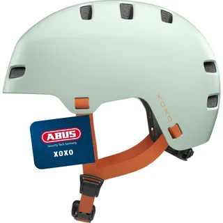 ABUS Fahrradhelm XOXO - Cityhelm im Skater-Look - Helm für Skateboard, Fahrrad, Scooter - mit optimiertem Kinnpolster - für Jugendliche und Erwachsene - Größe S, Grün