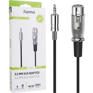 Hama Kabel-Adapter 3,5mm Klinke Stereo auf XLR Audio-Kabel, Klinke-Stecker, XLR (10 cm), Klinken-Stecker zu XLR-Buchse Mikrofon Keyboard PC etc schwarz