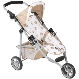 Bayer Chic 2000 CHIC2000 Puppenbuggy Lola Bärchen Beige – Faltbarer Puppenwagen – Griff höhenverstellbar 33-62 cm – 3-Rad Jogger – Puppen bis 50 cm – 3-6 J.