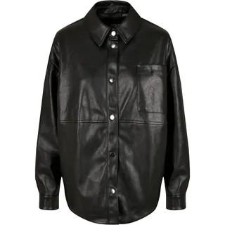 URBAN CLASSICS Ladies Faux Leather Overshirt in schwarz Größe 3XL