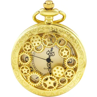 Tiong Gears Taschenuhr Vintage Hohl Steampunk Taschenuhr mit Kette für Herren