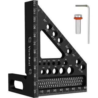 3D-Gehrungswinkel Multifunktional 22.5-90 Winkelmaß Aluminiumlegierung Hochpräzises Layout-Messwerkzeug Anreisswerkzeug Holzbearbeitungs-Messwerkzeuge für Tischler, Ingenieur Schwarz