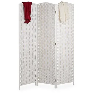 Relaxdays Paravent Raumteiler 3-teilig Weiß