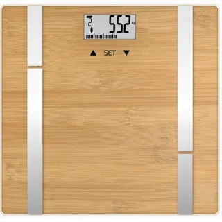 TERRAILLON - Impedanzmessgerät Personenwaage 15140 Bambus 10 Speicher 180 kg, 100 g,