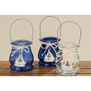 1 Windlicht 9cm Teelicht Segelboot Kommunion Konfirmation Tischdekoration Taufe